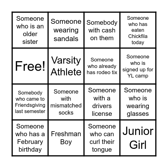 YL Crowd Bingo Card