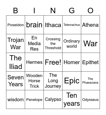 Odysseus BINGO! Bingo Card