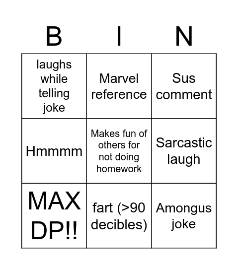 Joey Bingo Card