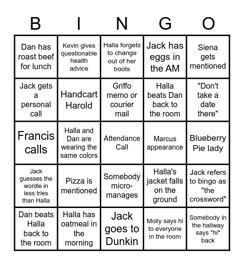 Post Office Bingo Card