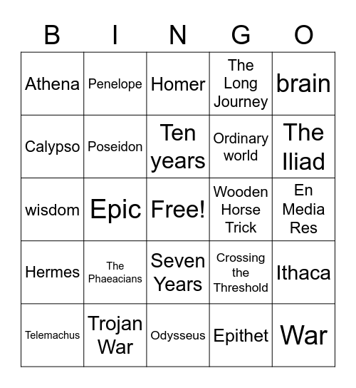 Odysseus BINGO! Bingo Card