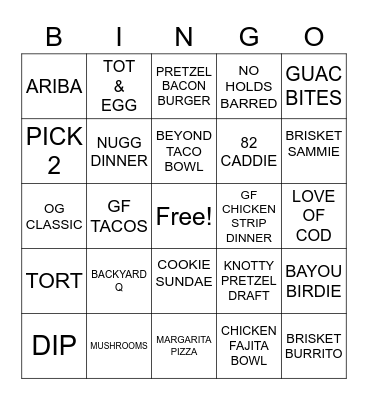 CPG BEANIE Bingo Card