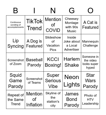 HTV Sales Celly Bingo Card