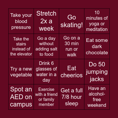 @geegeesac Heart Health Awareness Bingo! Bingo Card