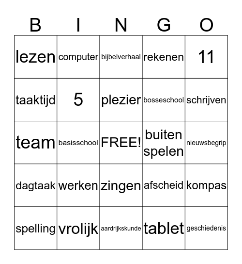 afscheidsDAG Bingo Card