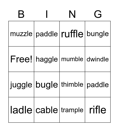 -LE Bingo Card