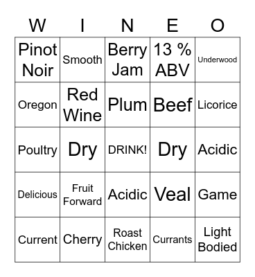 Underwood Nouveau Bingo Card