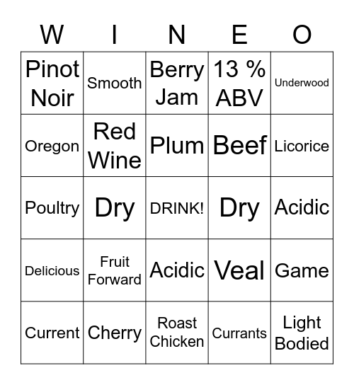 Underwood Nouveau Bingo Card