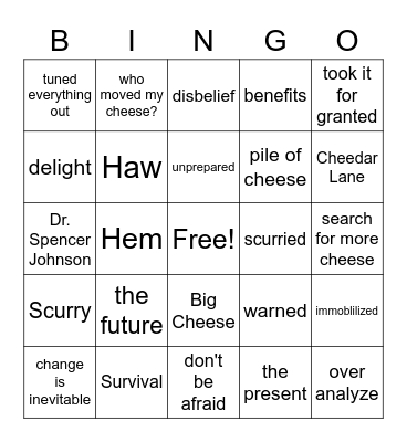 WHO MOVED MY CHEESE? Bingo Card