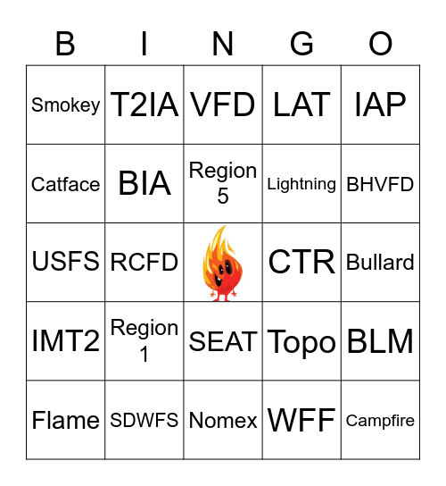 SD Wildland Fire "Bingo" Bingo Card
