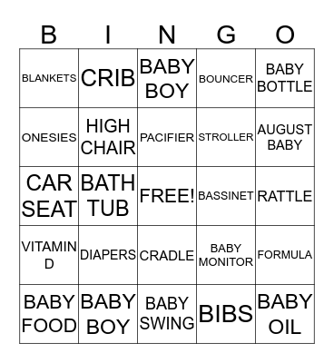 DARSI'S BABY SHOWER! Bingo Card