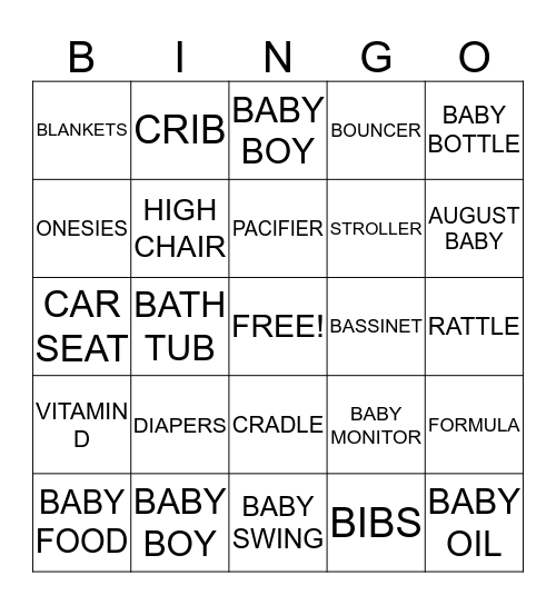 DARSI'S BABY SHOWER! Bingo Card