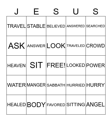 BIBLE BINGO Card