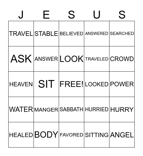 BIBLE BINGO Card