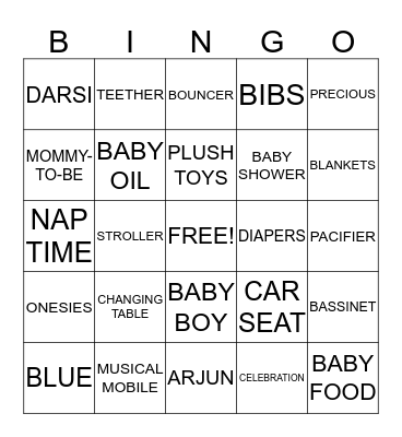 DARSI'S BABY SHOWER! Bingo Card