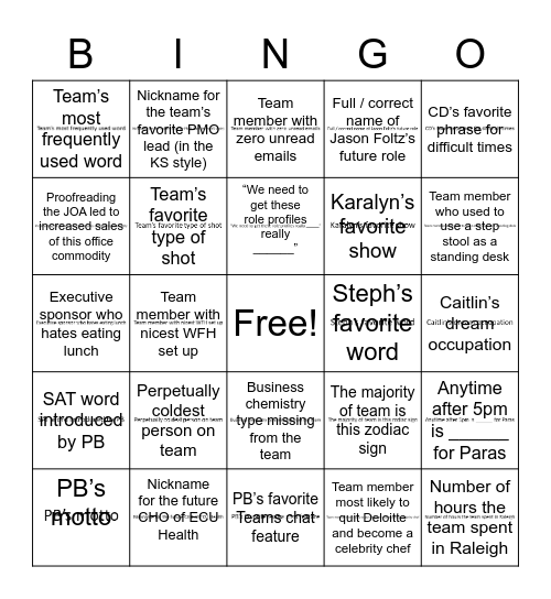 Friends, Fun & ECU Health Bingo Card