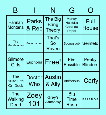 TV Shows By: RA George Bingo Card