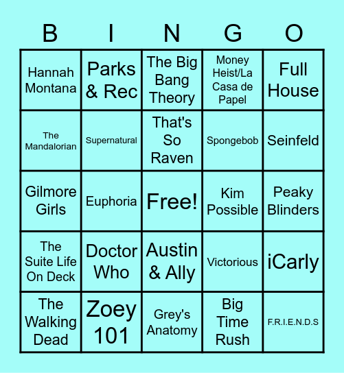 TV Shows By: RA George Bingo Card