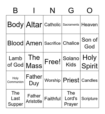 Catholic Bingo Card