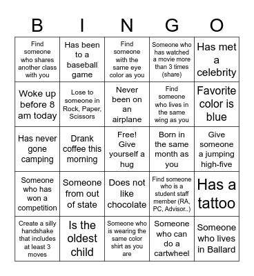 Interactive Human Bingo Card