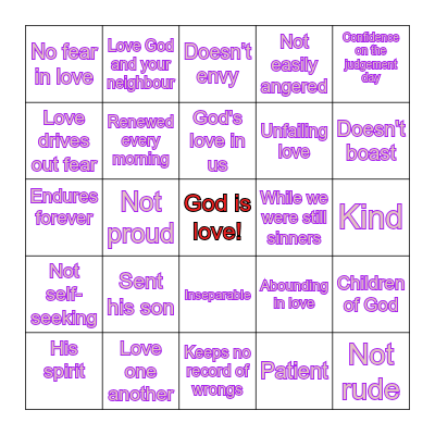 God's Love Bingo Card