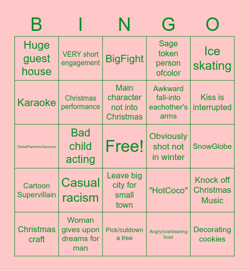 “Hallmark” Christmas Movie 2.0 Bingo Card