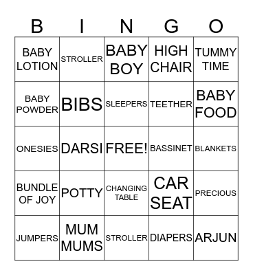 DARSI'S BABY SHOWER! Bingo Card
