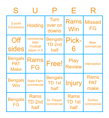 SUPER BOWL BINGO Card