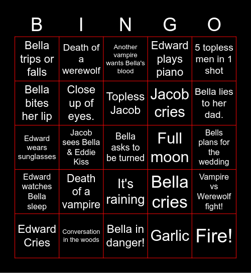 Twilight 3 Bingo Card