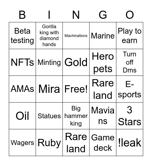 Mavia Bingo Card