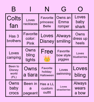 Emma Bingo Card