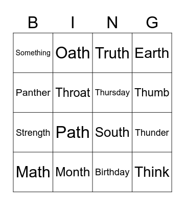 BINGO Card