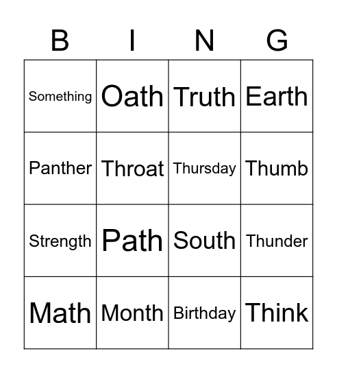 BINGO Card