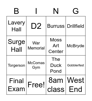 Hokie Bingo Card