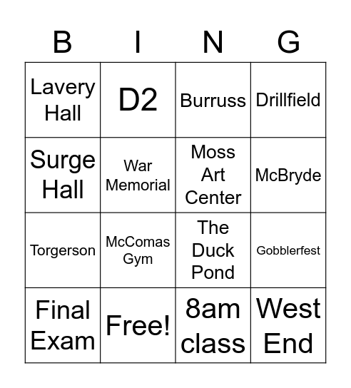 Hokie Bingo Card