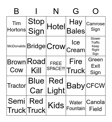 Summer Vacation July 2015 Bingo Card