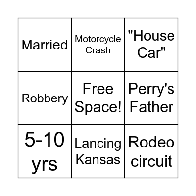 In Cold Blood Bingo Card