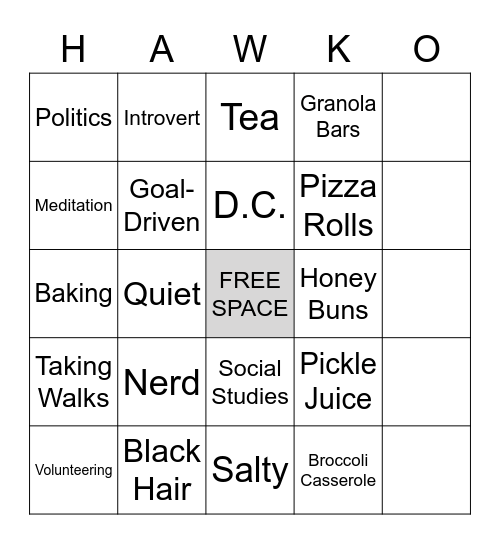 FAST FRIENDS BINGO v1 Bingo Card