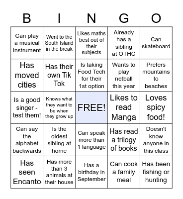 Mix & Mingle Bingo Card