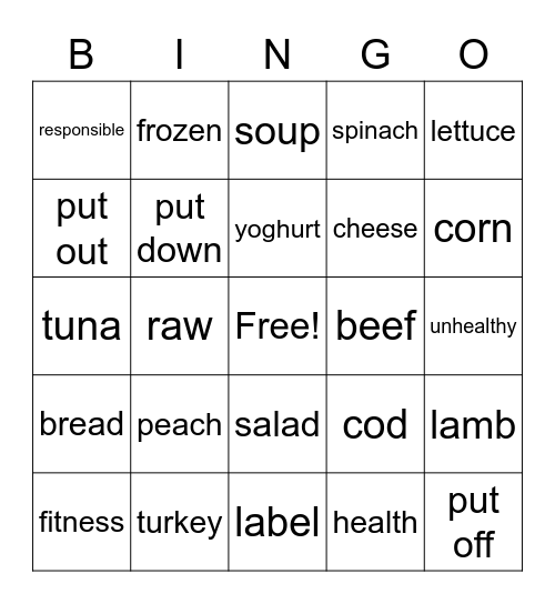 Unit 5 Vocabulary Bingo Card