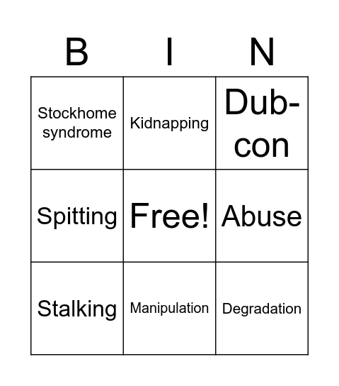 Shigaraki fanfics Bingo Card