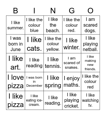 ICE BREAKER!! Bingo Card