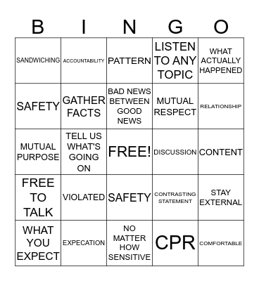 DESCRIBING THE GAP Bingo Card