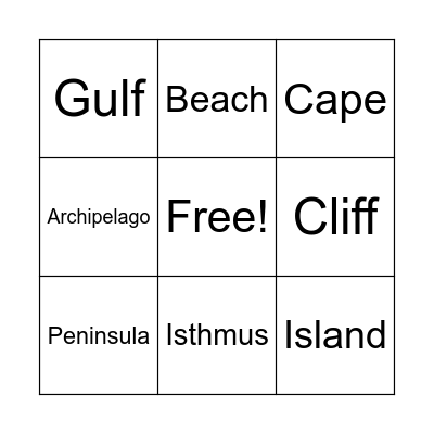 Coastal Landscapes Bingo Card