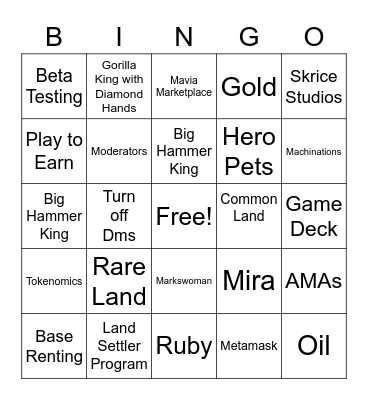 Heroes of Mavia Bingo Card