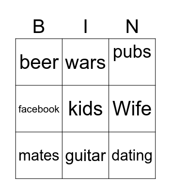 Matt Bingo Card