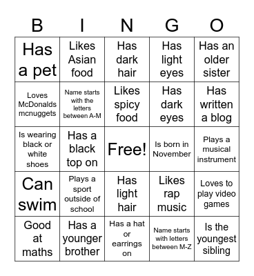 LLV LOTE Human Bingo! Bingo Card