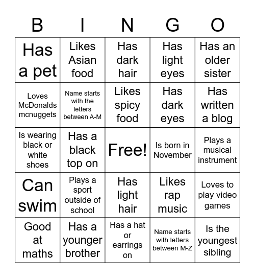 LLV LOTE Human Bingo! Bingo Card