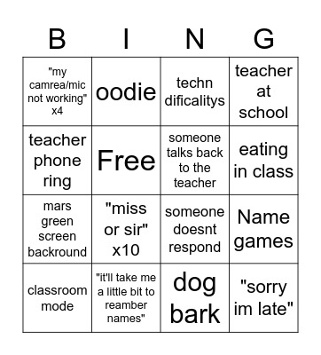 first day back bingo Card