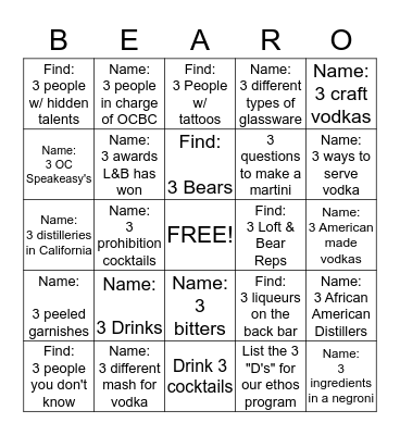 Find 3 or Name 3 Bingo Card